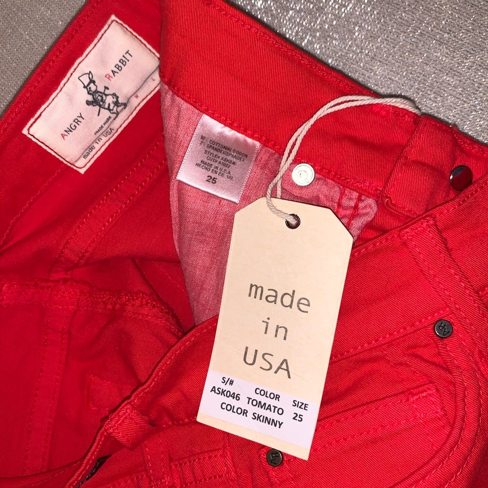 Angry Rabbit Red Skinny Jeans | Size 25 - Picture 3 of 10